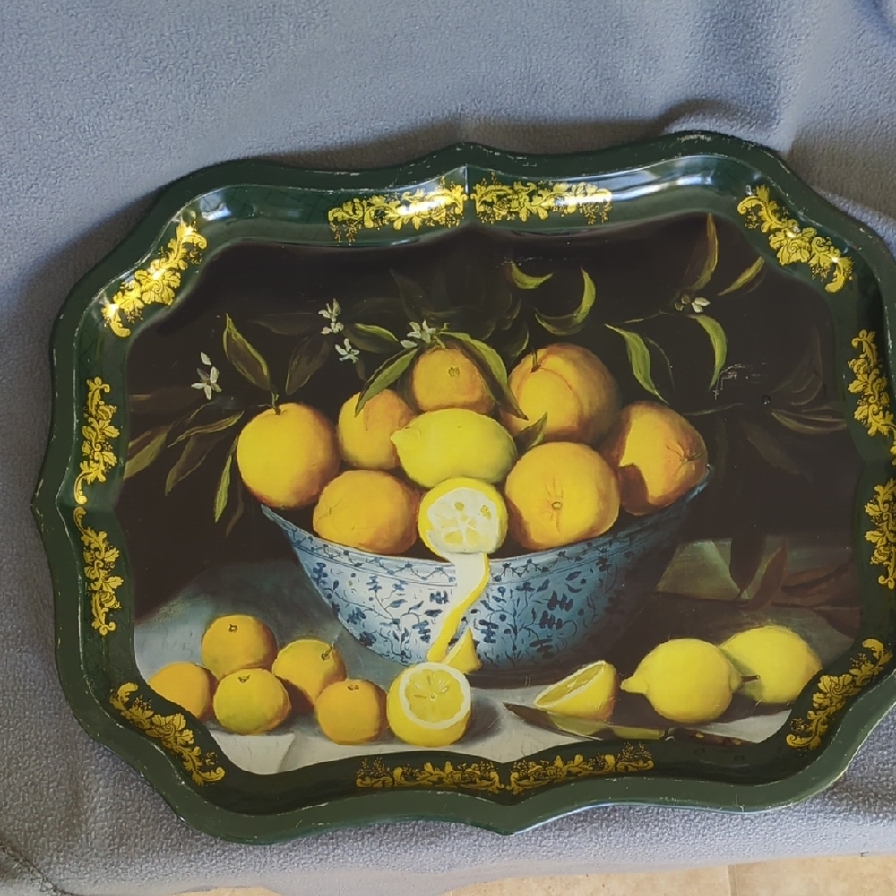 Toleware Tray By Ian Logan. Lemons In A Bowl.